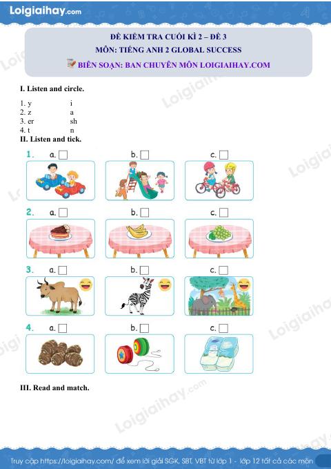 Đề thi học kì 2 Tiếng Anh 2 Global Success - Đề số 3